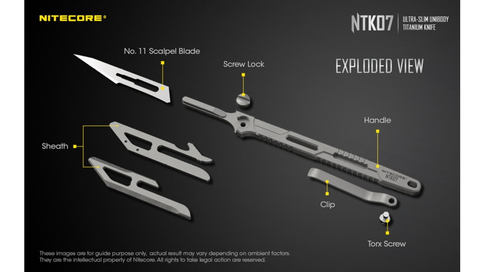 Nitecore NTK07 Titanium Knife, 4.51in, Silver, 6952506494088