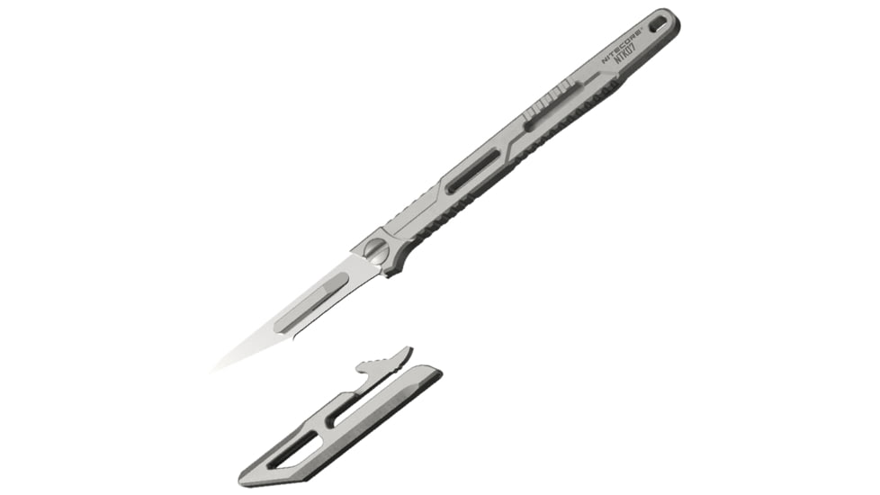Nitecore NTK07 Titanium Knife, No. 11 Scalpel Blade, Fixed Blade, Titanium Alloy, Silver, 6952506494088