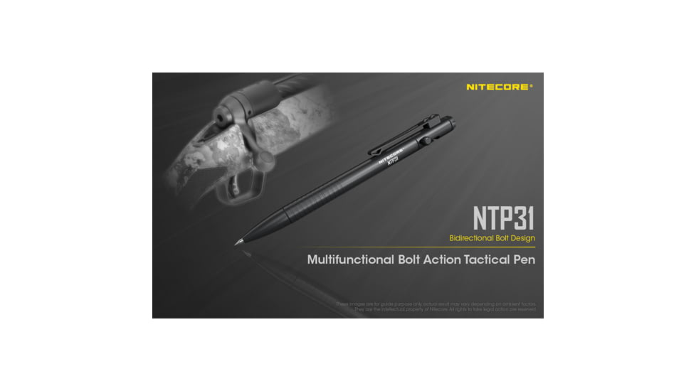 Nitecore NTP31 Bolt Action Tactical Pen, Black, 6952506494149