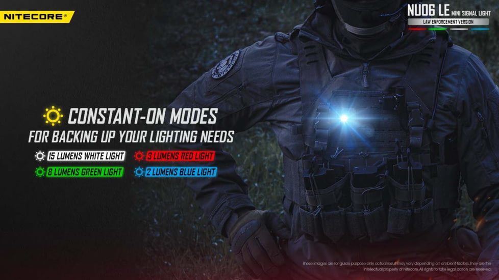 Nitecore NU06 LE White Blue Green Red USB-C Rechargeable Signal and Safety Light, Black, 6952506407095