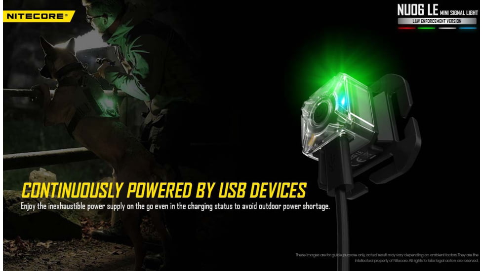 Nitecore NU06 LE White Blue Green Red USB-C Rechargeable Signal and Safety Light, Black, 6952506407095