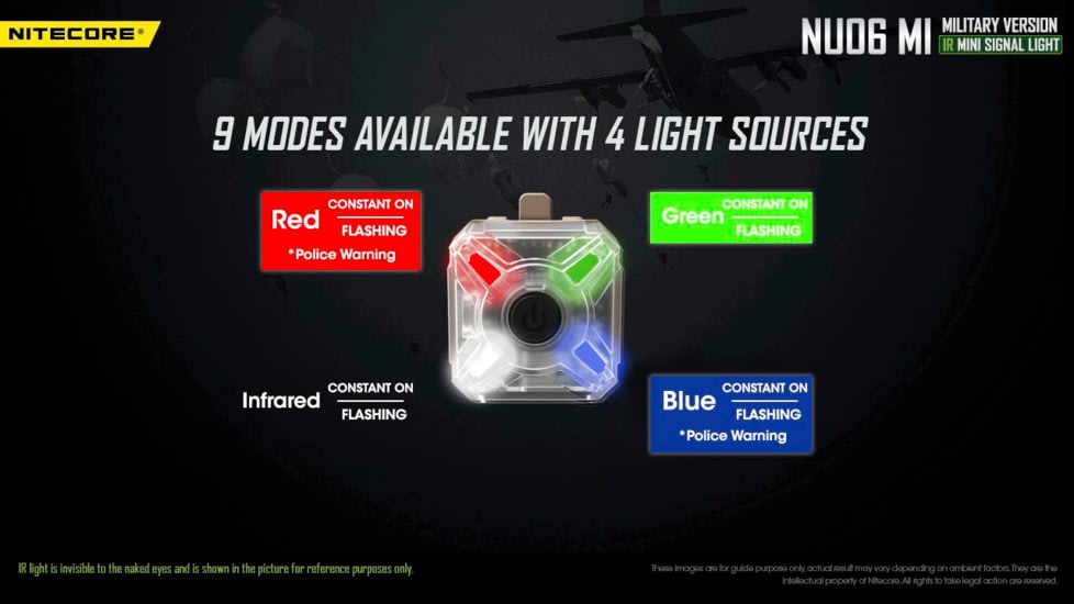 Nitecore NU06 MI Red Green Blue IR Signal and Safety Light, Black, 6952506407248