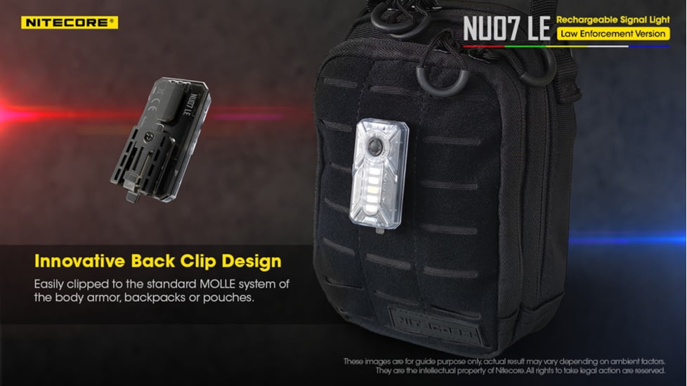 Nitecore NU07 LE 5-Color Rechargeable Signal Light for Helmet or Molle, Black, 6952506406456