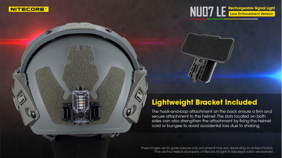Nitecore NU07 LE 5-Color Rechargeable Signal Light for Helmet or Molle, Black, 6952506406456
