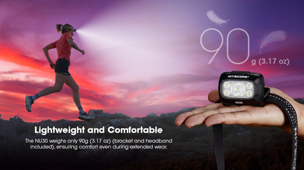 Nitecore NU30 500 Lumen USB-C Rechargeable Headlamp, Black, NU30