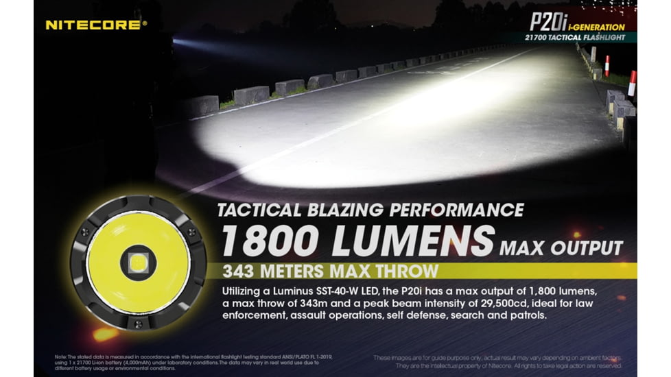 Nitecore P20i 1800 Lumen USB-C Rechargeable LED Flashlight, Black, 6952506406326