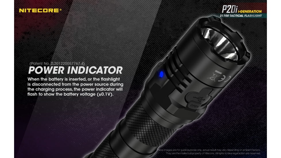 Nitecore P20i 1800 Lumen USB-C Rechargeable LED Flashlight, Black, 6952506406326