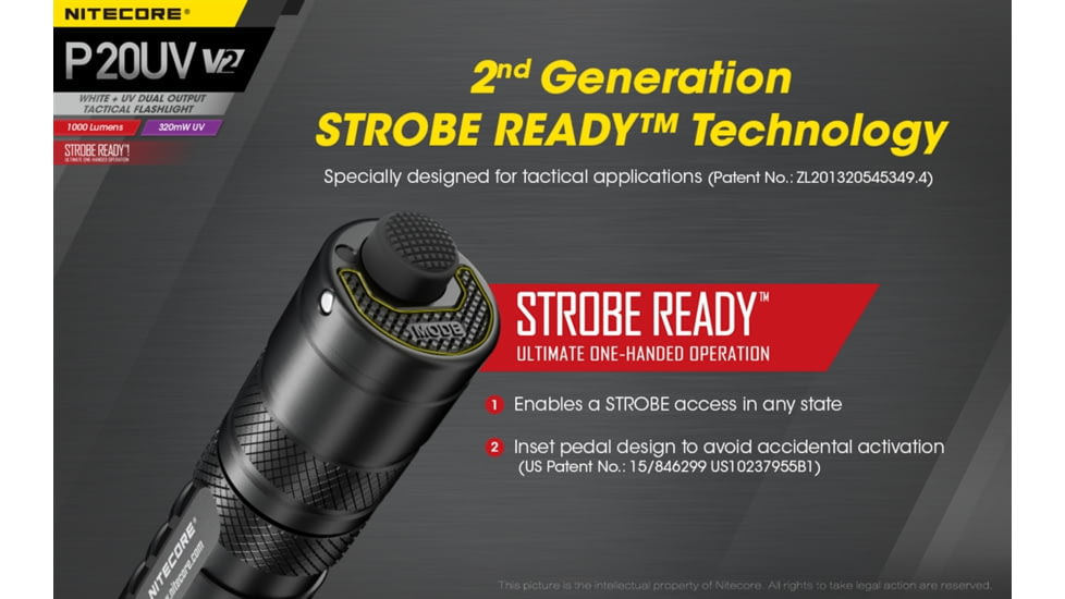 Nitecore P20UV V2 1000 Lumen LED Flashlight, Black, 6952506406401