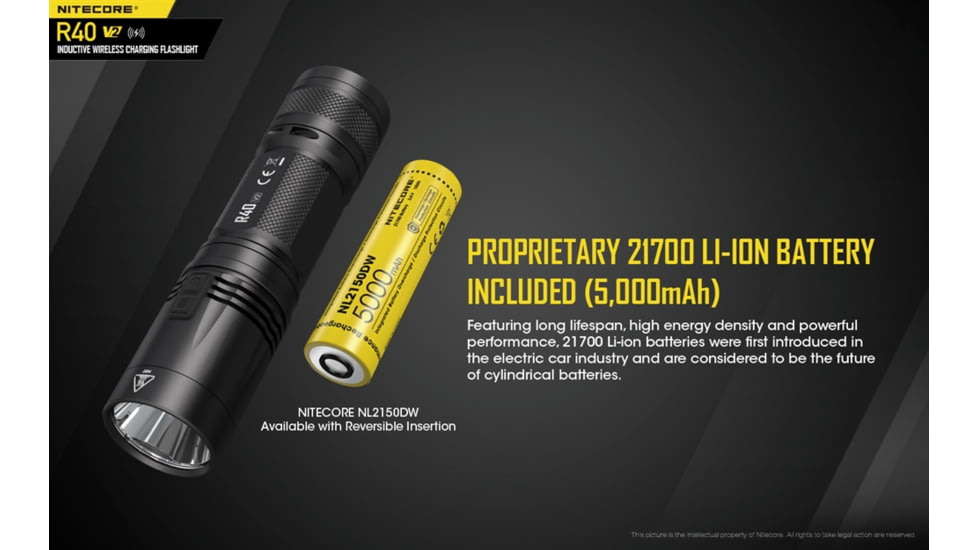 Nitecore R40 v2 1200 Lumen Rechargeable Flashlight Kit, Black, 6952506405992