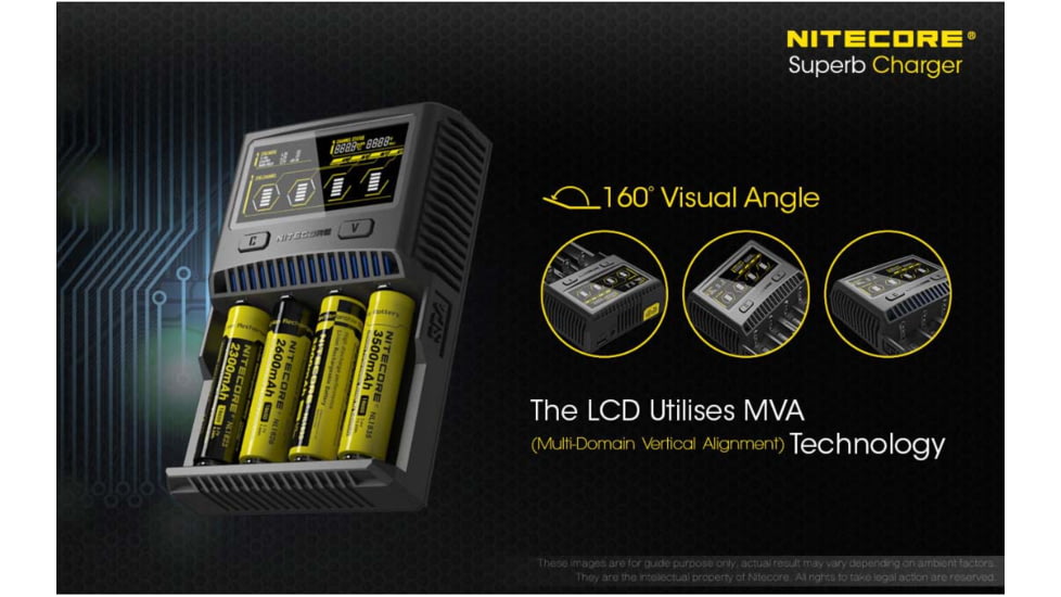 Nitecore SC4 4-Slot Superb Universal Charger for Batteries, Black, 6952506491513