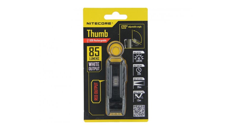 Nitecore Thumb Tiltable LED Worklight - 85 Lumens - USB Rechargeable, Black, NITECORE-THUMB