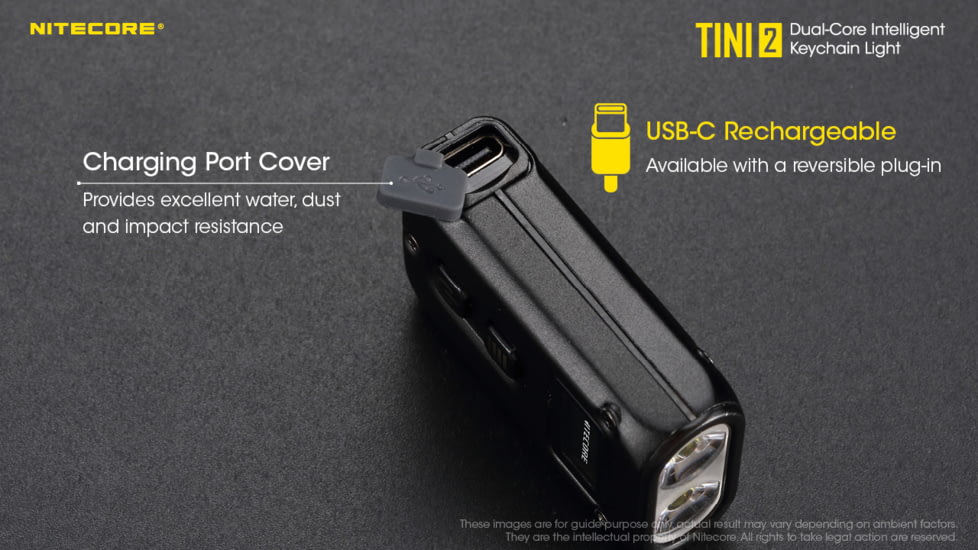 Nitecore TINI 2 500 Lumen Rechargeable Keychain Flashlight, Gray, 6952506406371