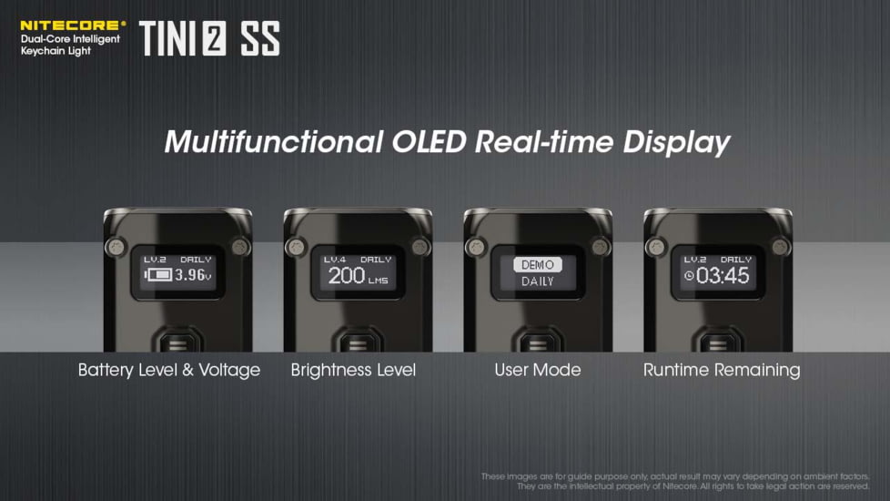 Nitecore TINI 2 500 Lumen Rechargeable Keychain Flashlight, Stainless Steel, Black, 6952506407149