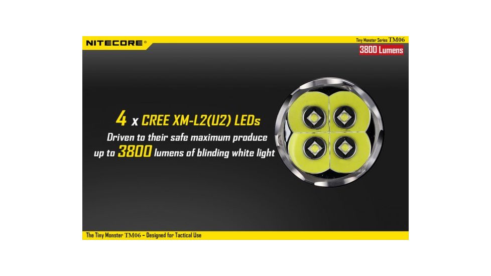 Nitecore TM06 Cree XM-L2 U2 LED Tiny Monster LED Flashlight,3800 Lumens NITECORE-TM06