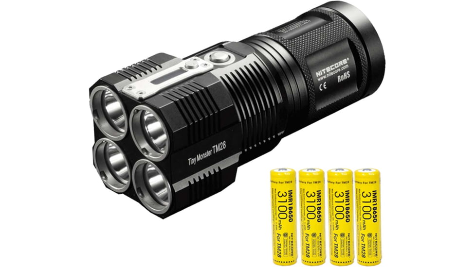 Nitecore TM28 Tiny Monster 6000 Lumen Quad Ray Flashlight, Black, 6952506402953