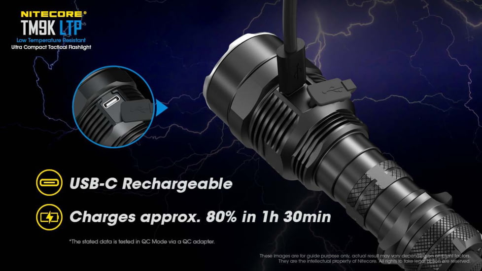 Nitecore TM9K LTP 9800 Lumen Low Temperature Rechargeable Flashlight, Black, 6952506407118