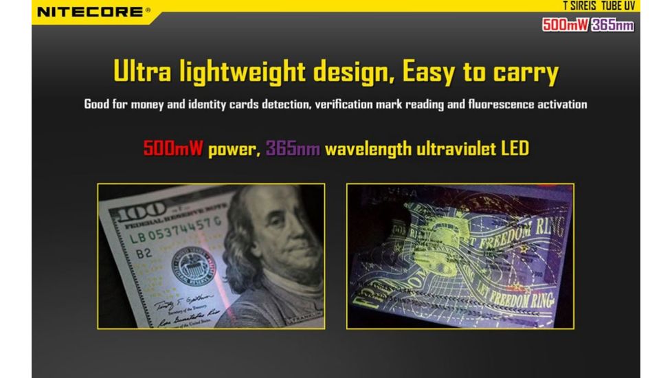 Nitecore Tube Rechargeable UV LED USB Rechargeable Keylight, Black NITECORE-TUBE-UV