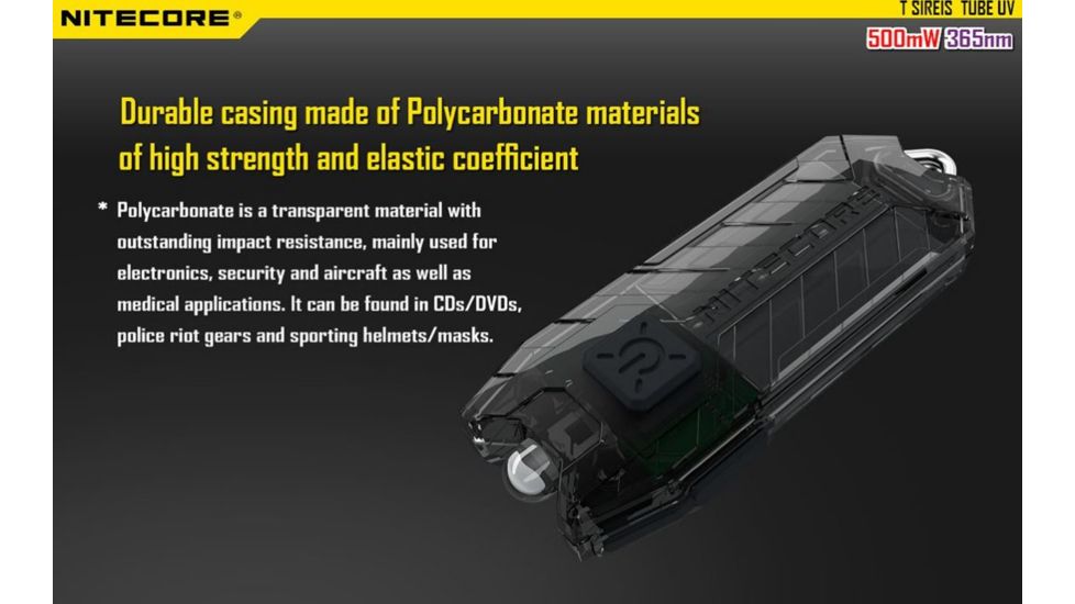 Nitecore Tube Rechargeable UV LED USB Rechargeable Keylight, Black NITECORE-TUBE-UV