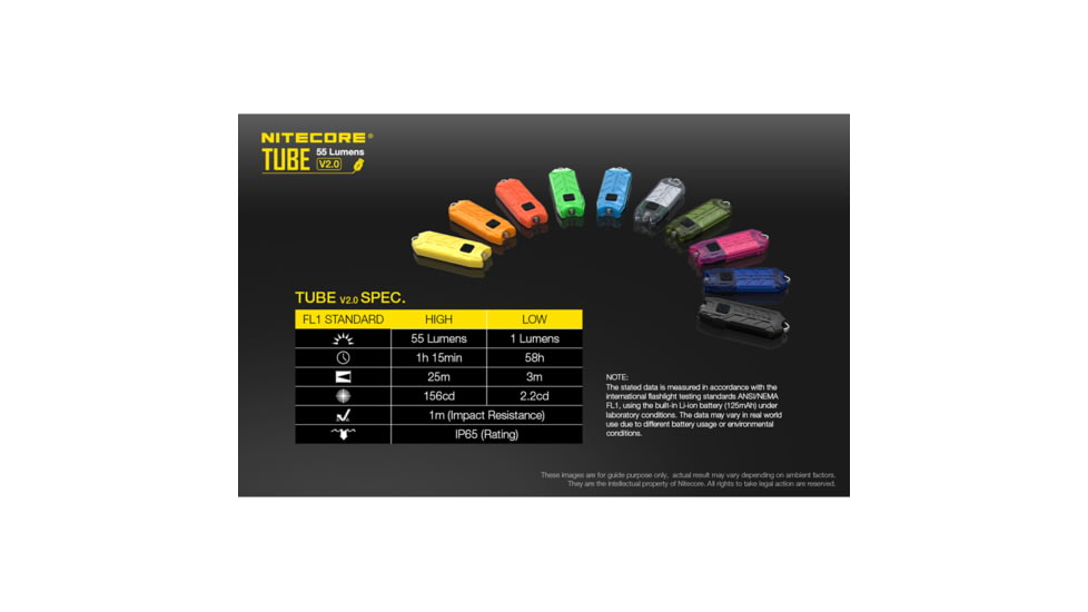 Nitecore TUBE v2.0 55 Lumen USB Rechargeable Keychain Flashlight, Azure, 6952506405428