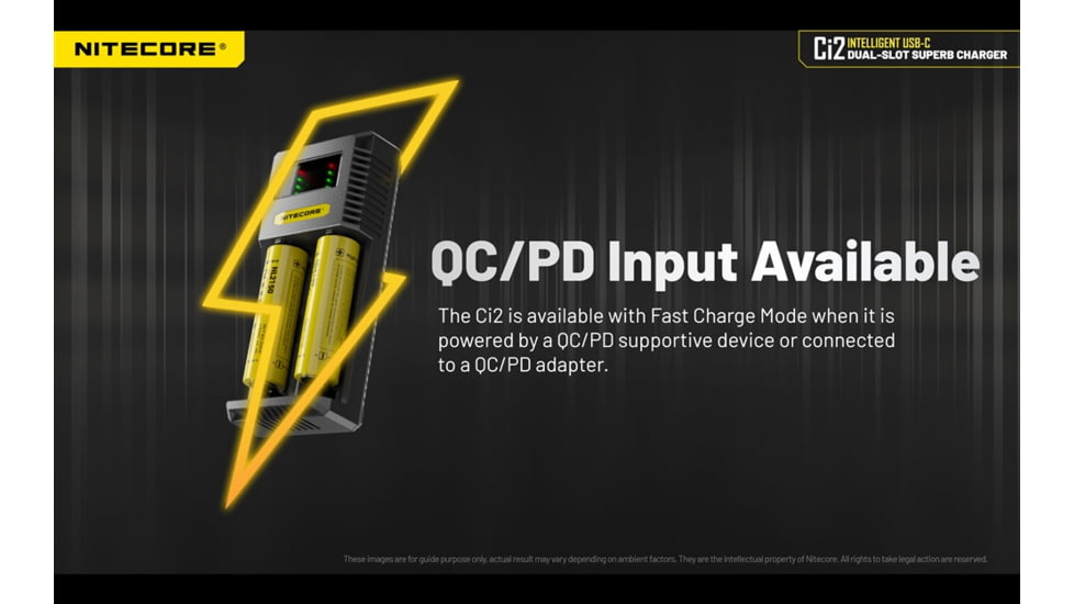 Nitecore Universal Battery Charger, Ci2, Dual-Slot, Black, 6952506495351