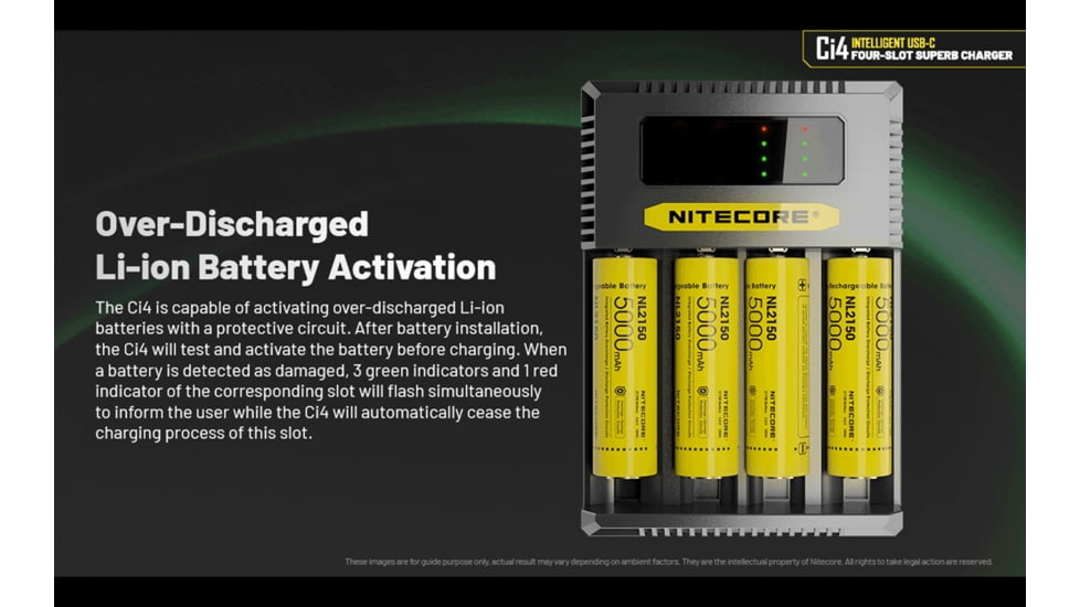 Nitecore Universal Battery Charger, Ci4, Four-Slot, Black, 6952506495368