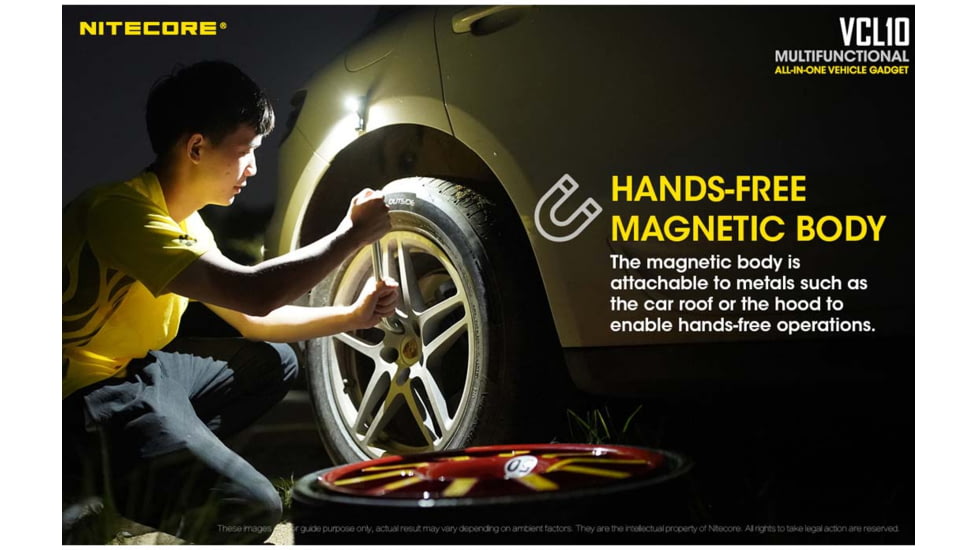 Nitecore VCL10 QuickCharge 3.0 USB Car Charger with White &amp; Red Flashlight, Black, 6952506404735