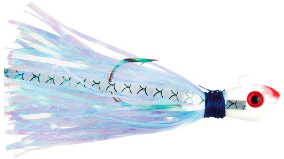 No Alibi Alien Jig Inshore Series, Pearl Blue Skirt 3/8 oz Transparent Head, NA-AJBP-3/8