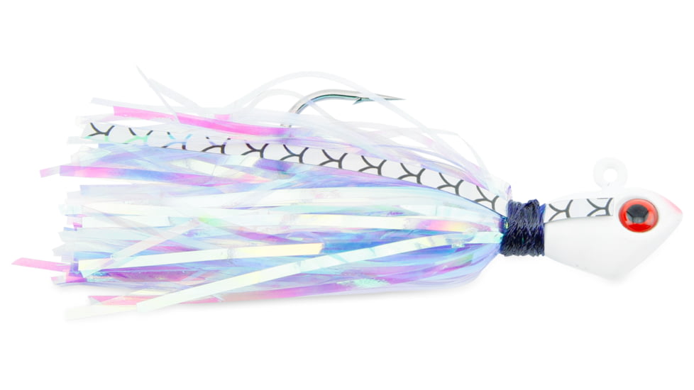 No Alibi Alien Jig Inshore Series, Style AJBP, /Pearl Blue Skirt, 1/2 oz White Head, NA-AJBP-1/2