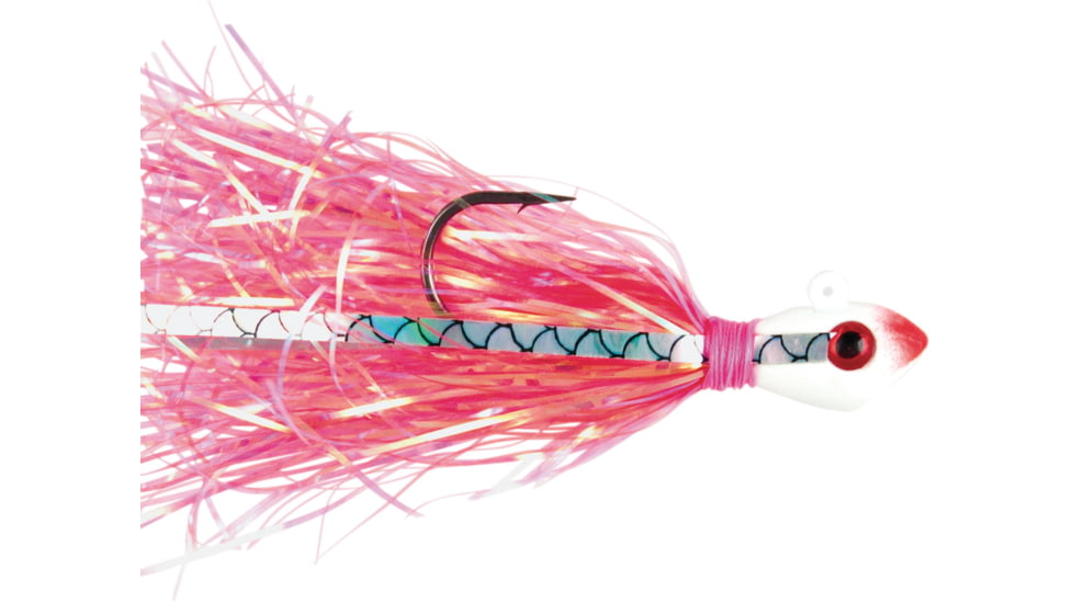 No Alibi Alien Jig Inshore Series, Style AJPP, Pearl Red Skirt, 3/8 oz Transparent Head, NA-AJPP-3/8