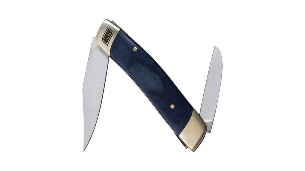 No Box Tools Whittler Blue Folding Knife, Satin finish 5Cr15MoV stainless clip and sheepsfoo, Blue wood handle, 01-0009