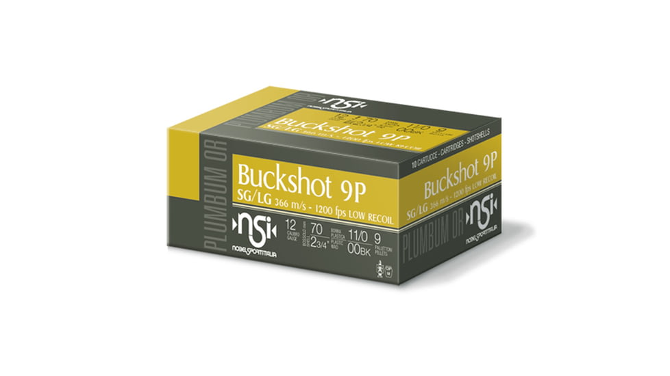 Nobelsport Ammo 12ga. 2.75'' 1200fps. 00bk 9-pellets 10-pk