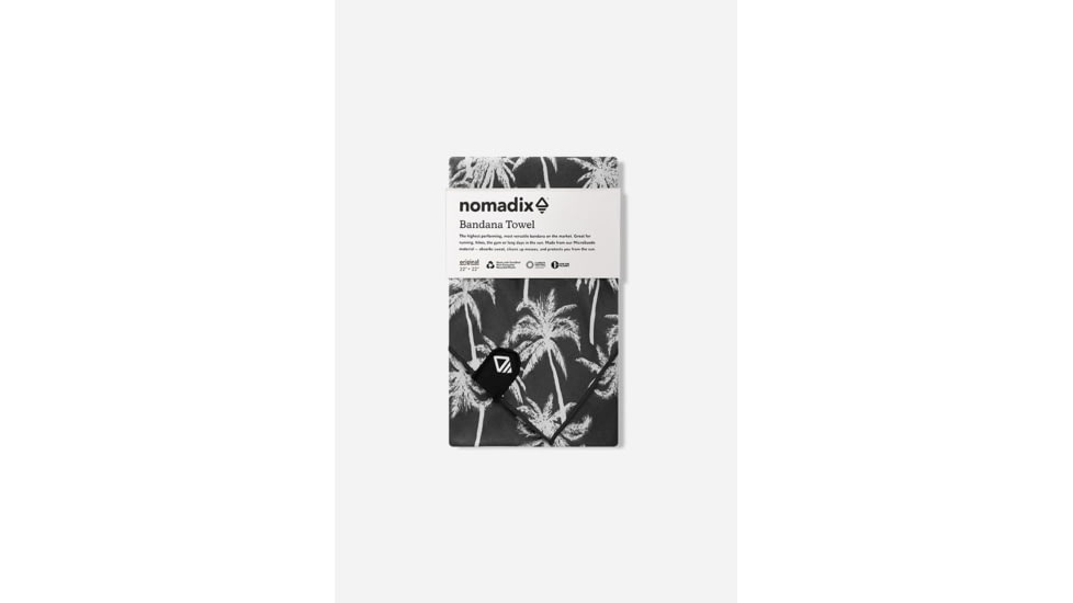 Nomadix Bandana Towel, Bunch Palms Black, 22inx22in, TBN-BUPA-101