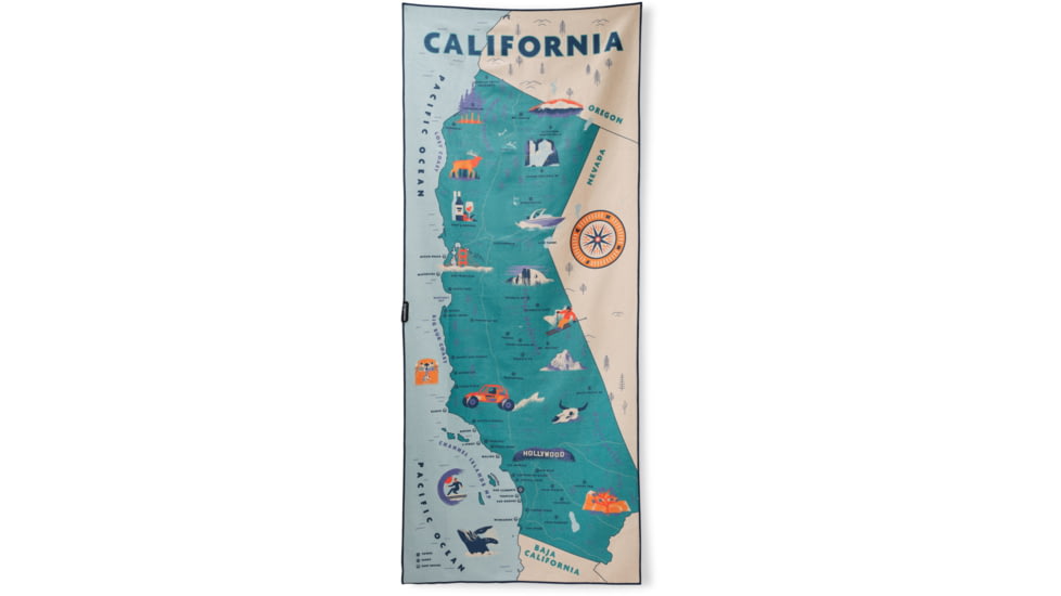 Nomadix Original Towel, California Map Towel, 30in x 72.5in, NM-CAMP-102