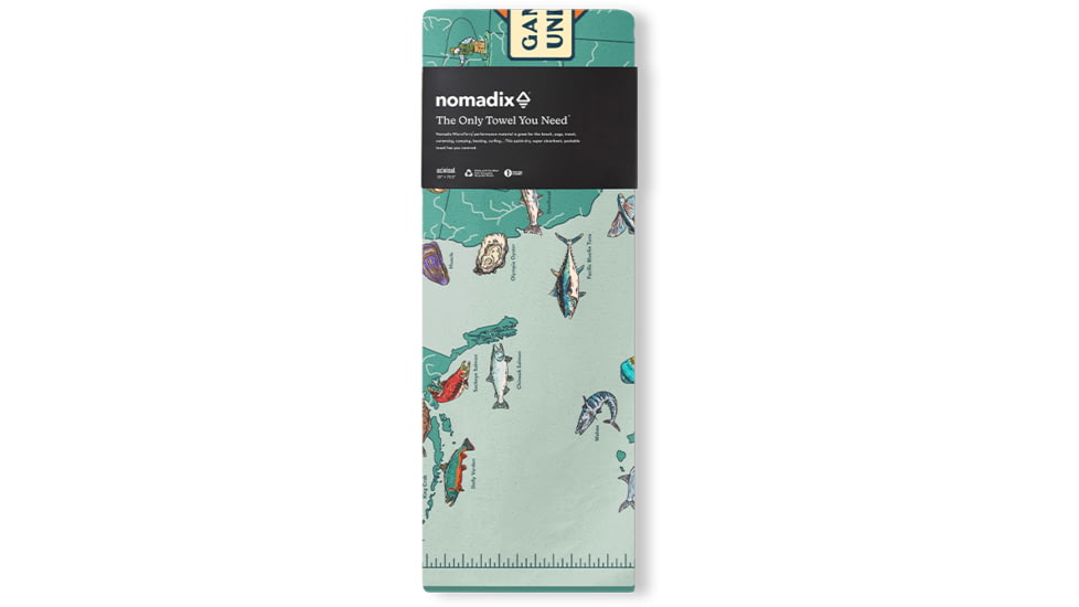 Nomadix Original Towel, Game Fish Map, 30in x 72.5in, NM-GFMP-101