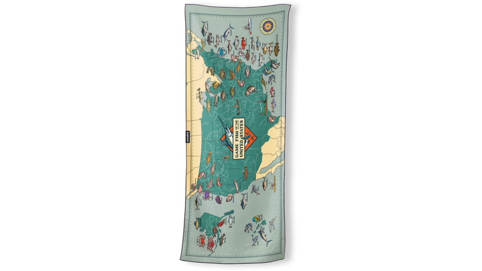 Nomadix Original Towel, Game Fish Map, 30in x 72.5in, NM-GFMP-101