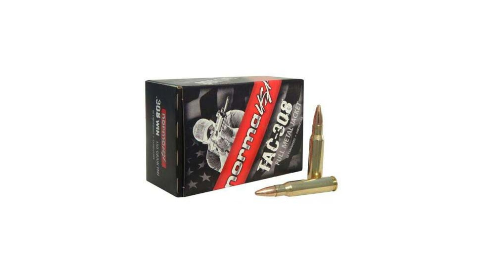 Norma .308 Winchester 147gr FMJ Brass Cased Centerfire Rifle Ammo, 50 Rounds, 2422027