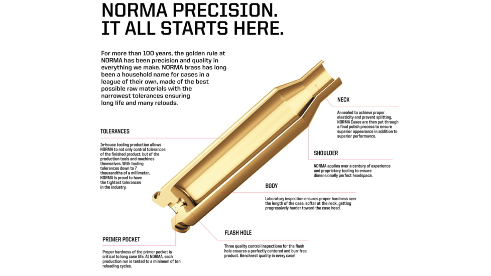 Norma .416 Weatherby Magnum Reloading Rifle Brass, 50 Cartridge Cases, 20210657