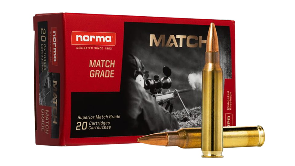Norma Golden Target .223 REM 77 Grain Boat Tail Hollow Point Brass Cased Rifle Ammo, 20 Rounds, 2423552