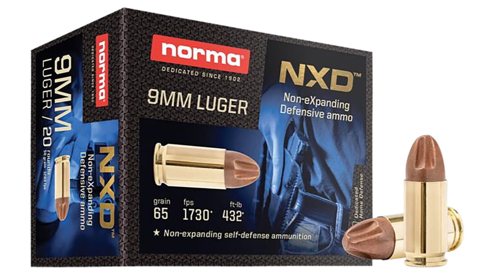 Norma Ammunition 611140020 Self Defense NXD 9mm Luger 65 Gr Injection Molded Cop