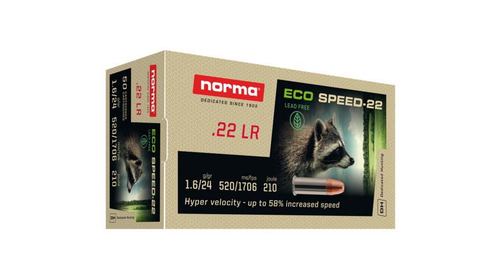 Norma ECO Speed .22 Long Rifle 25gr Brass Cased Centerfire Rimfire Ammo, 50 Rounds, 2414038