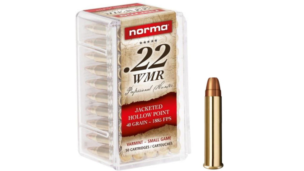 Norma Rimfire .22 WMR 40 Grain Jacketed Hollow Point Brass Cased Ammo, 50 Rounds, 2409746