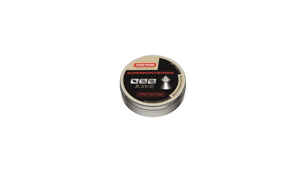 Norma Superpoint Strike .177 Caliber Air Rifle Ammo, 8.2gr, Lead, 300 Pellets, 640240300