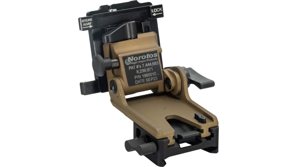 Norotos LoSto Helmet Mount, Push Button w/ Breakaway, PVS-15/18/21/31, Coyote Brown, One Size, 1960010CB-2b