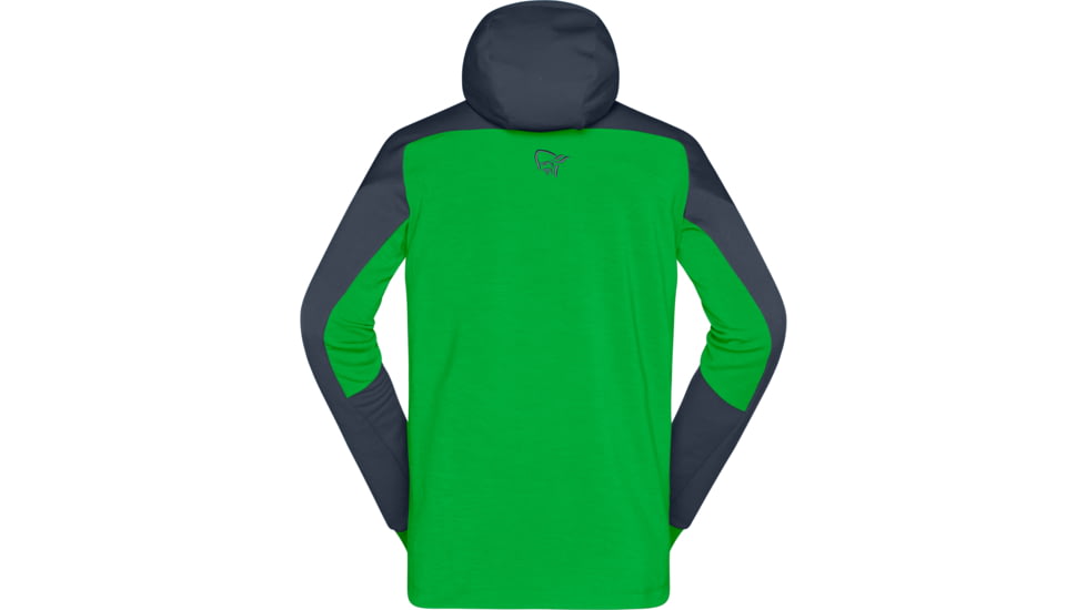 Norrona Trollveggen Powerstretch Pro Zip Hooded Jacket - Mens, Cool Black/Classic Green, Small, 1623-19-7784-S