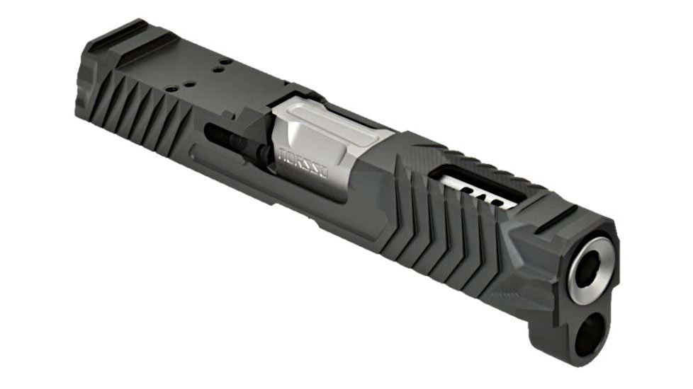 Norsso N320 Piranha KP Compact Bull Barrel Set, Satin Stainless GEO Port, 9 mm Caliber, Black, N320CBB-PIR-KP