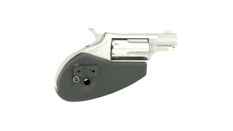 North American Arms Mini Combo Revolver, .22 Long Rifle/.22 Winchester Magnum Rimfire, 1.12in Barrel, Fixed, Stainless Frame, Polymer Grip, 5 Round Cylinder, NAA22MSCHG
