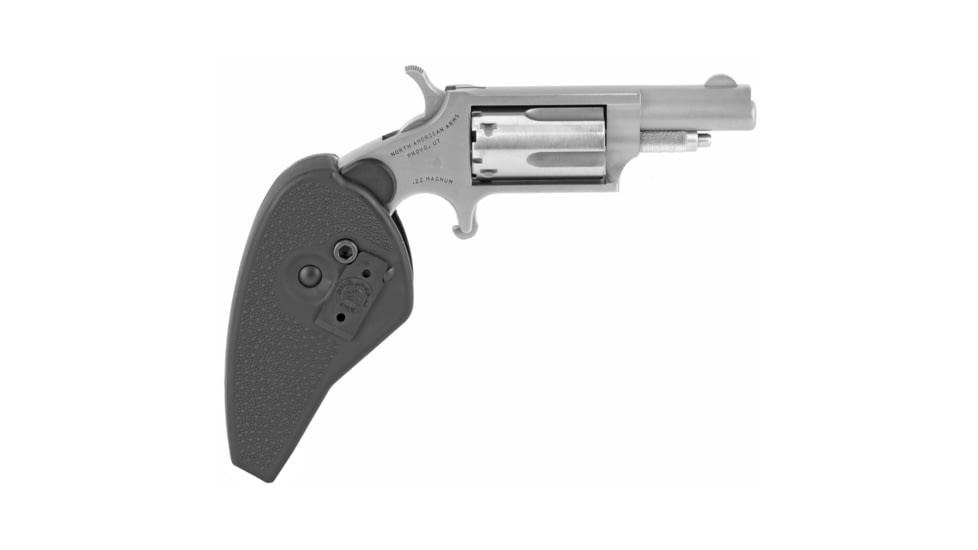 North American Arms Mini Combo Revolver, .22 Long Rifle/.22 Winchester Magnum Rimfire, 1.65in Barrel, Fixed, Stainless Frame, Polymer Grip, 5 Round Cylinder, NAA22MCHG