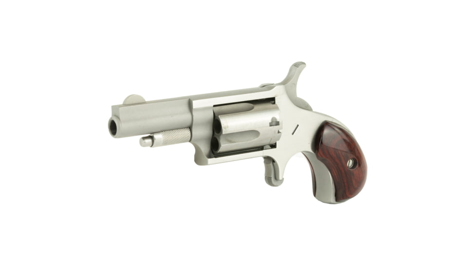 North American Arms Mini Revolver, .22 Long Rifle, 1.65in Barrel, X-Large, Fixed, Stainless Frame, Wood Grip, 5 Round Cylinder, NAA22LLR