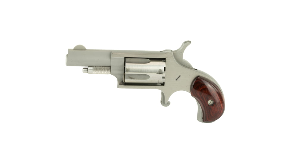 North American Arms Mini Revolver, .22 Long Rifle, 1.65in Barrel, X-Large, Fixed, Stainless Frame, Wood Grip, 5 Round Cylinder, NAA22LLR