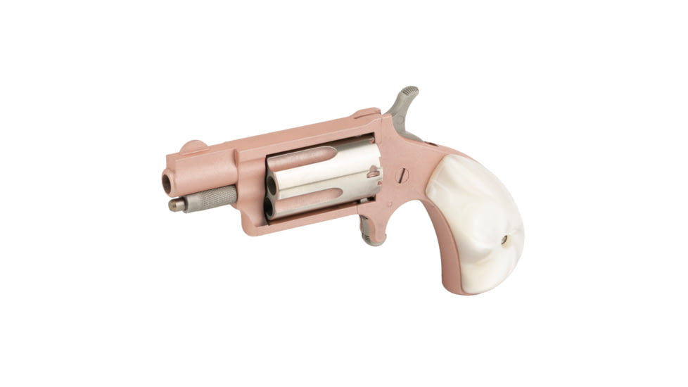 North American Arms Mini Revolver, .22 Winchester Magnum Rimfire, 1.12in Barrel, X-Large, Fixed, Pink Frame, Pearl Style Grip, 5 Round Cylinder, NAA-22MS-ROSE